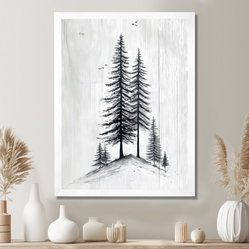 Hiver, pin blanc, forêt, reproduction d'art sur toile, H 20 po x l 12 po, Reproduction encadrée, Blanc