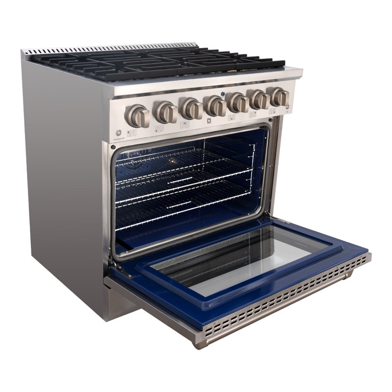 Akicon 36" Stainless Steel Natural Gas Range with Convection and 6 Burners