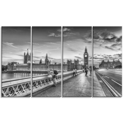 Beautiful Black And White London View - 4 Piece Wrapped Canvas Graphic Art
