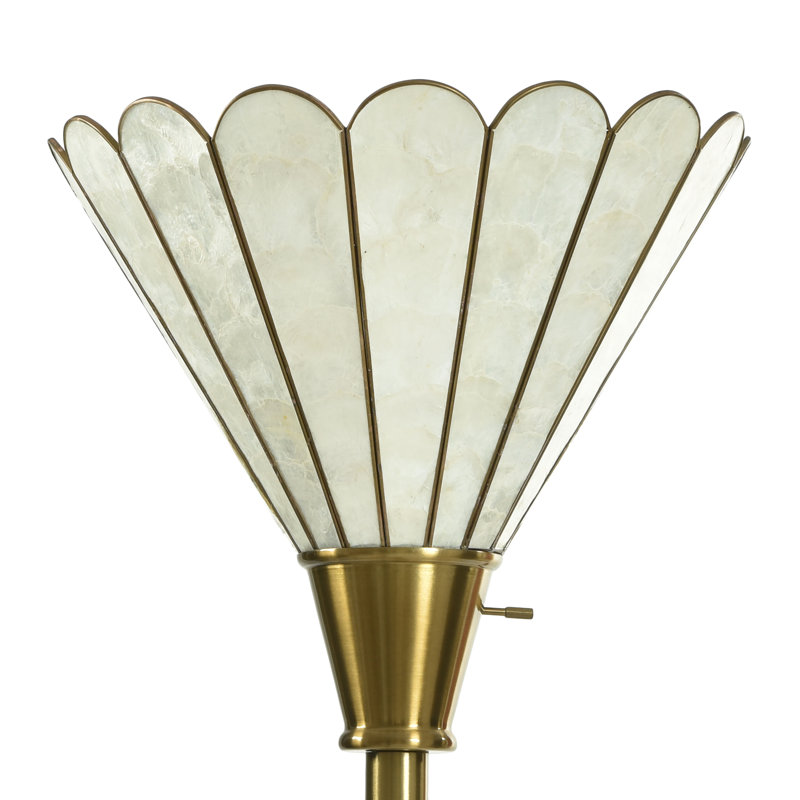 Lampe sur pied Tamara Day for Stylecraft Verity Torchiere - Laiton poli - Laiton formica et abat-jour Capiz