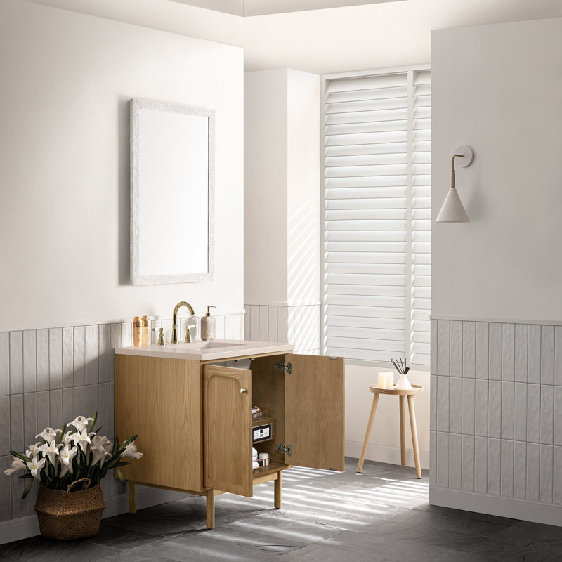 Laurent 30'' W Single Vanity, Arctic Fall, Light Natural Oak, 8" Widespread
