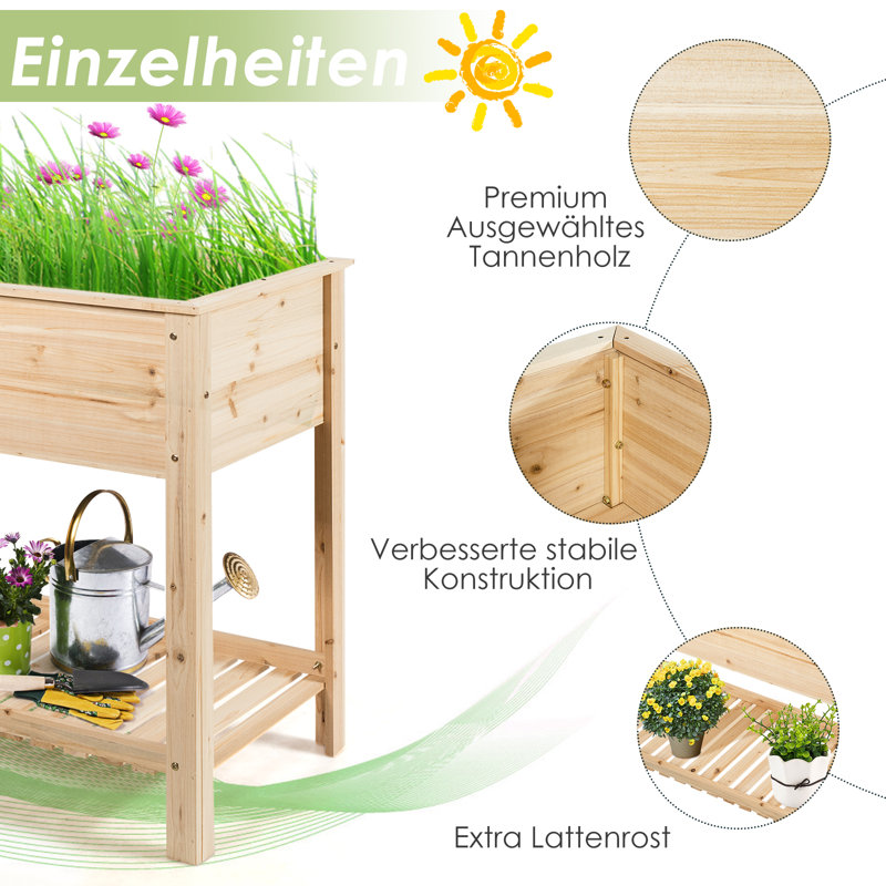 Wood Elevated Planter, 90cm H x 120cm W x 55cm D