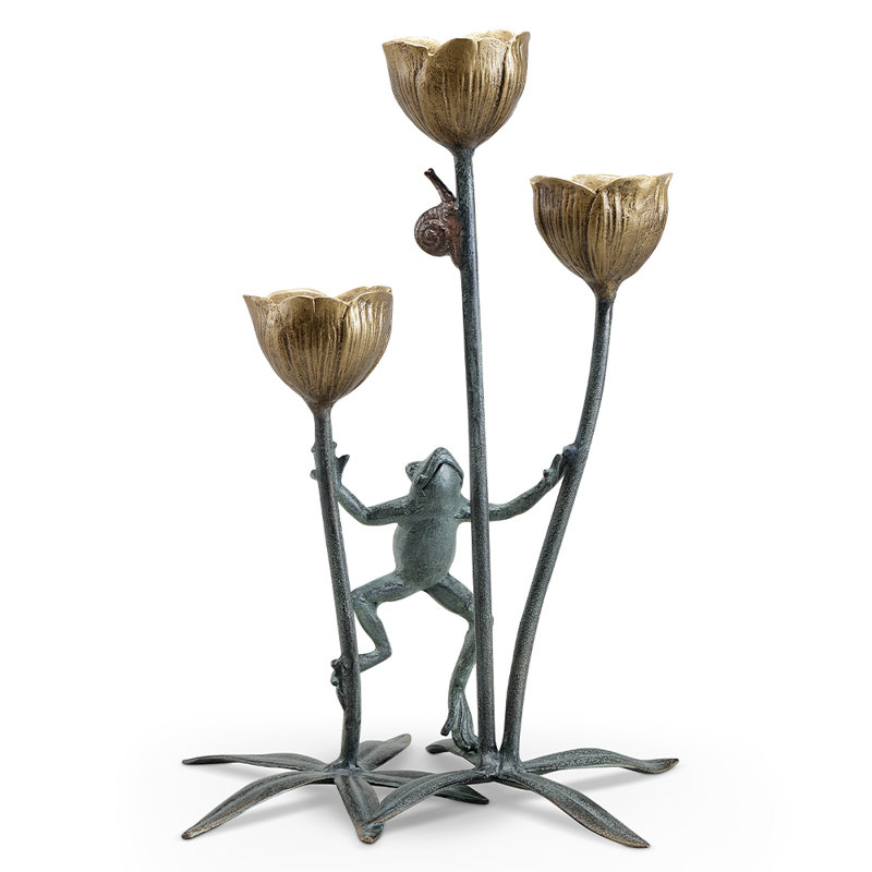 Frog and Flower Trio Candleholder