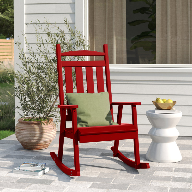 Chaise berçante en bois massif Beda Classic, Rouge