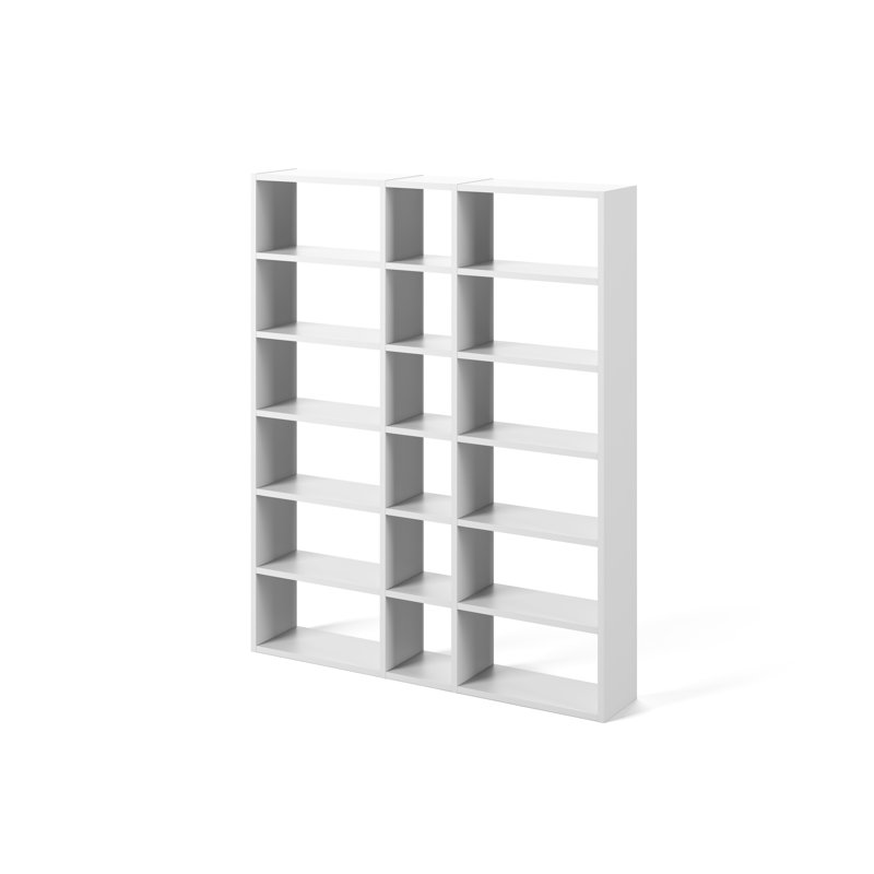 Logan 224cm H x 182cm W Geometric Bookcase, Matte White