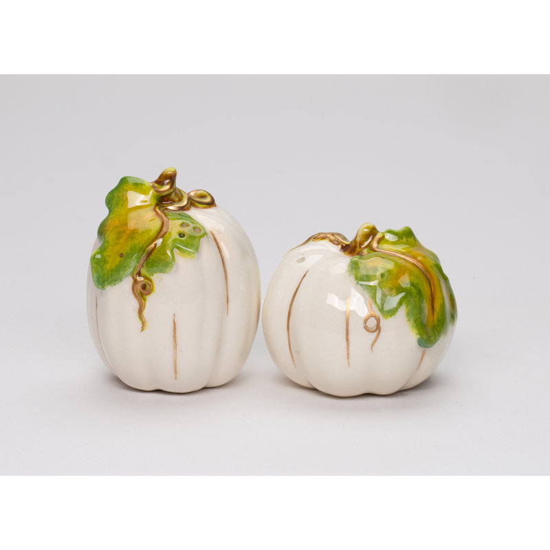 White Pumpkin Salt And Pepper, White/Green
