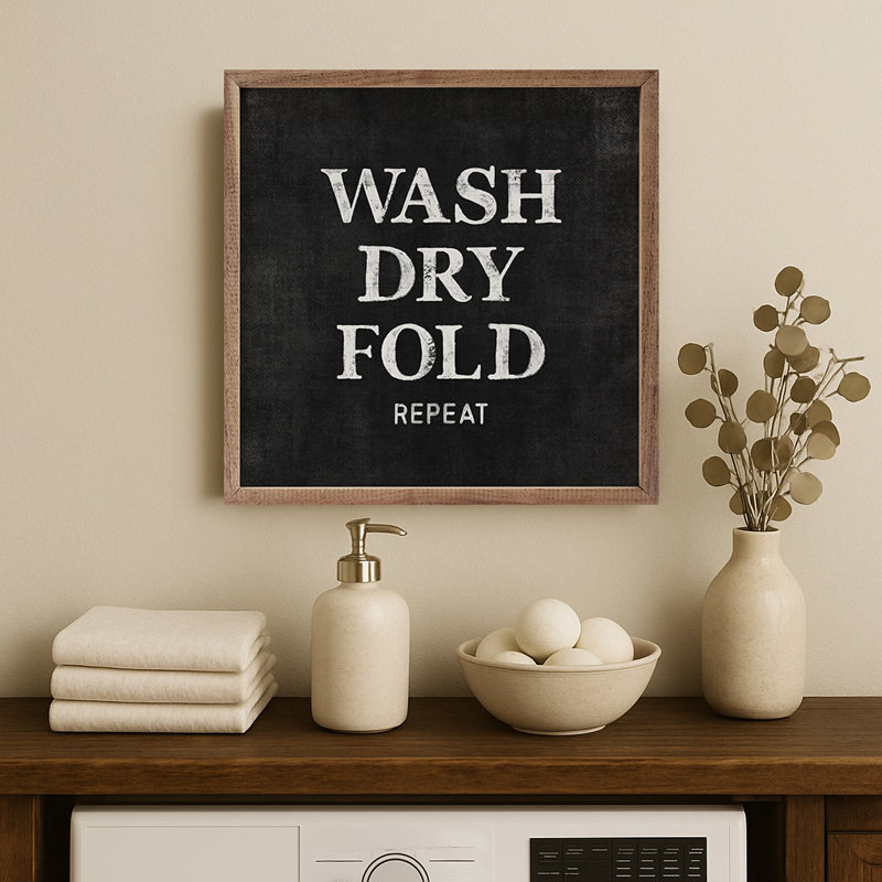 Wash Dry Fold Repeat, 4" H x 4" W, Black
