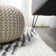 Collenn Diamond Stripe Geometric Shag White/Gray Rug