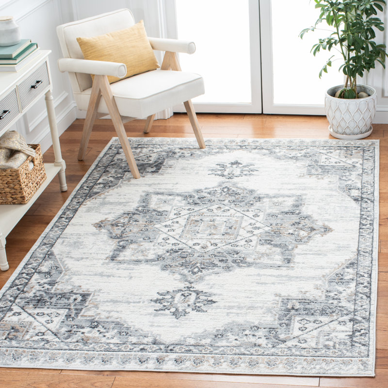 Tapis oriental ivoire et gris, Rectangle 9 pi x 12 pi