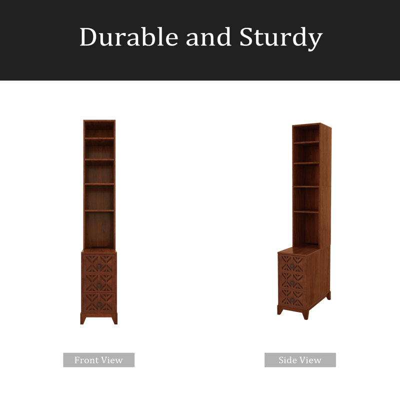 End Table With 3 Drawers, Corner Table With 4 Open Shelves, Tall Side Table For Bedroom And Corner