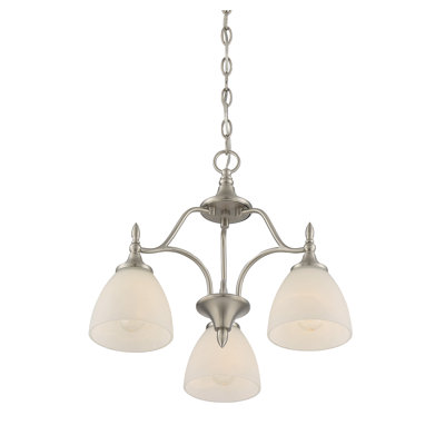 Sennott 3 - Light Shaded Classic Chandelier in Satin Nickel