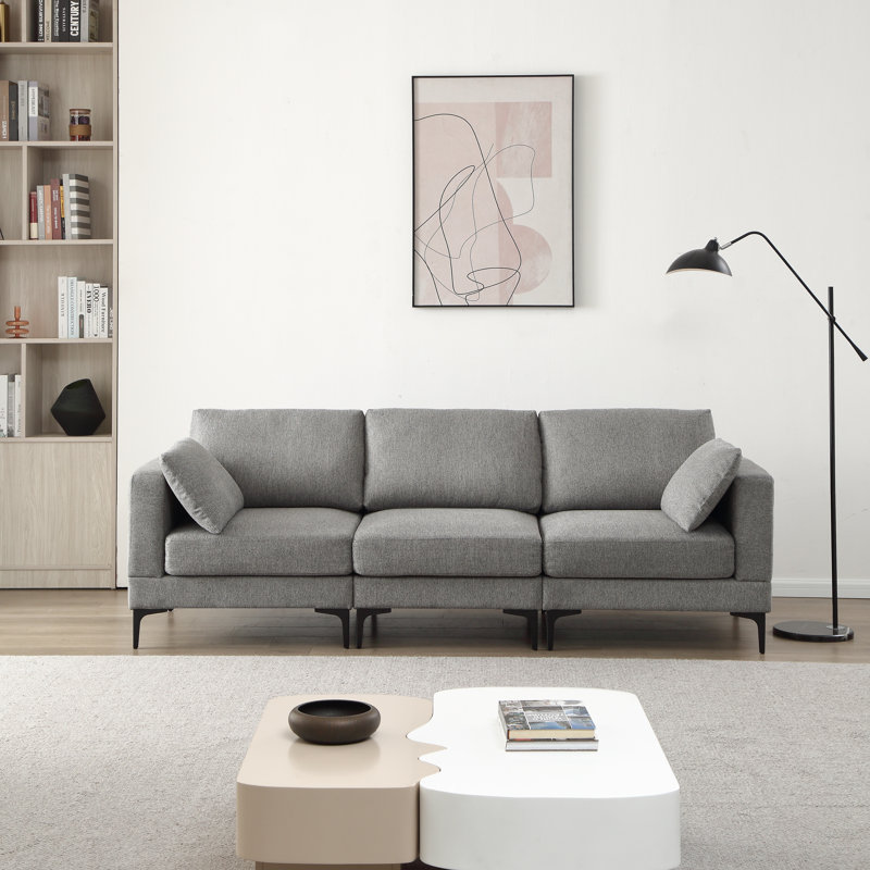 Dan 3 Seater Cotton Sofa, Deep Grey