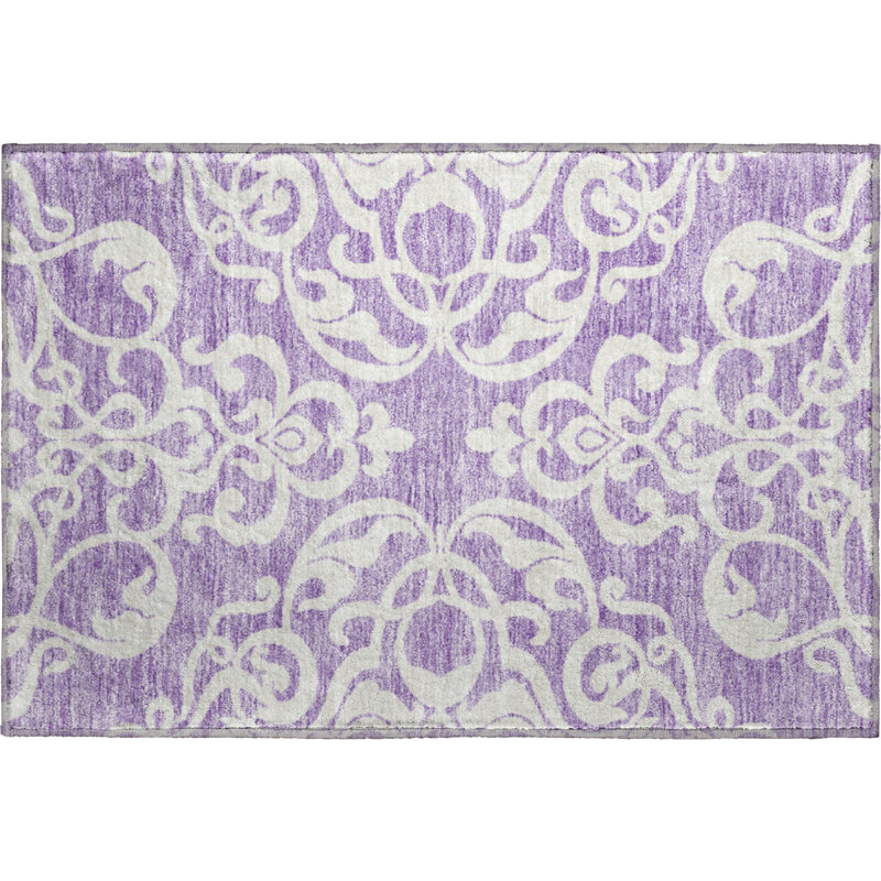 Premium Machine Washable Prisco Purple Rug, Rectangle 1'8" x 2'6"