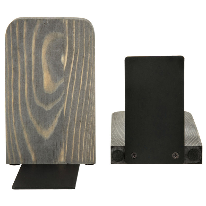 Wood Non-Skid Bookends, Grey