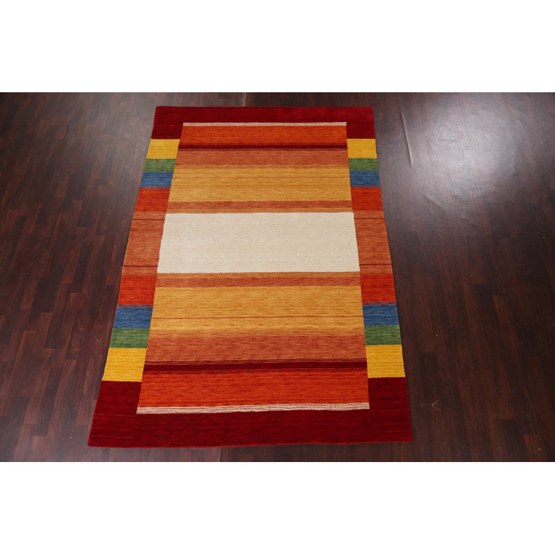 Tapis rayé en laine Gabbeh noué à la main 6 x 10