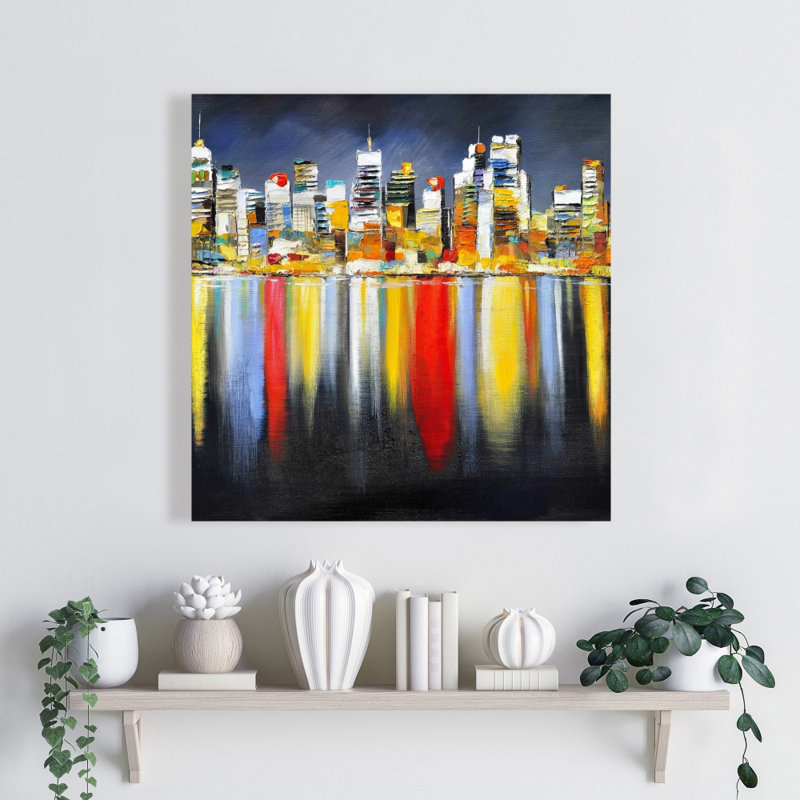Colorful Cityscape Reflection Canvas | Office Contemporary Decor