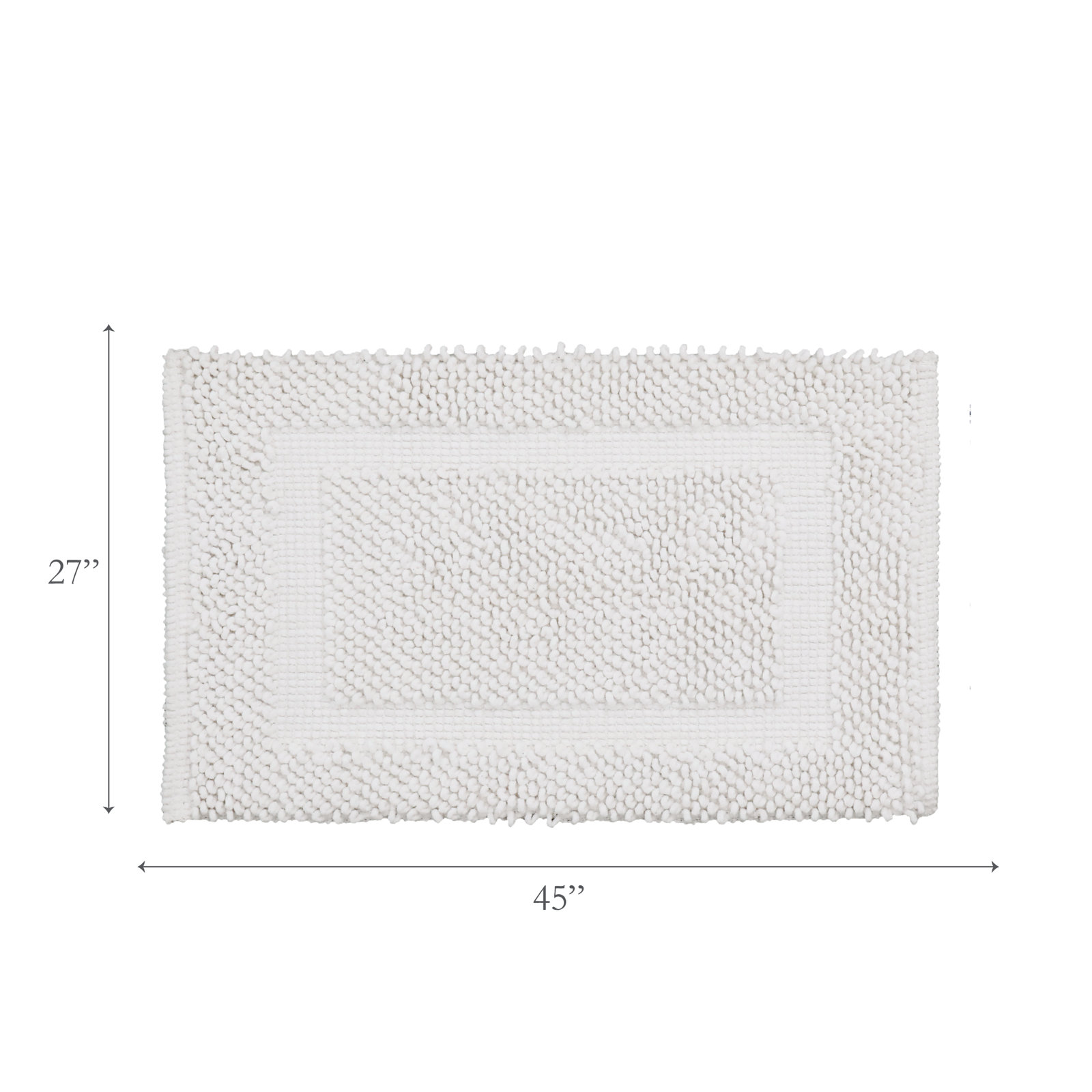 Payten Classic Cotton Bath Mat, White, Single - 27"W x 45"L
