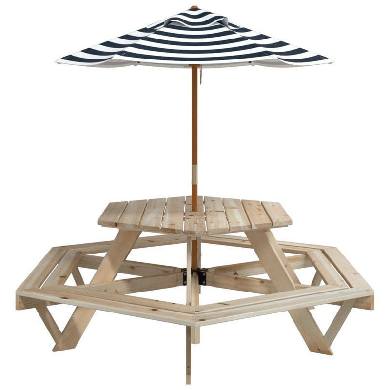 Hillegierd Kids 2 Piece Solid Wood Hexagonal and Chair Set
