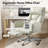 Criss Cross Desk Chair, Cross Legged Office Chair with Wheels, White Leather Big and Tall Reclining Office Chair 500lbs with Foot Rest, Reversible Armrests & Wide Seat-721832914