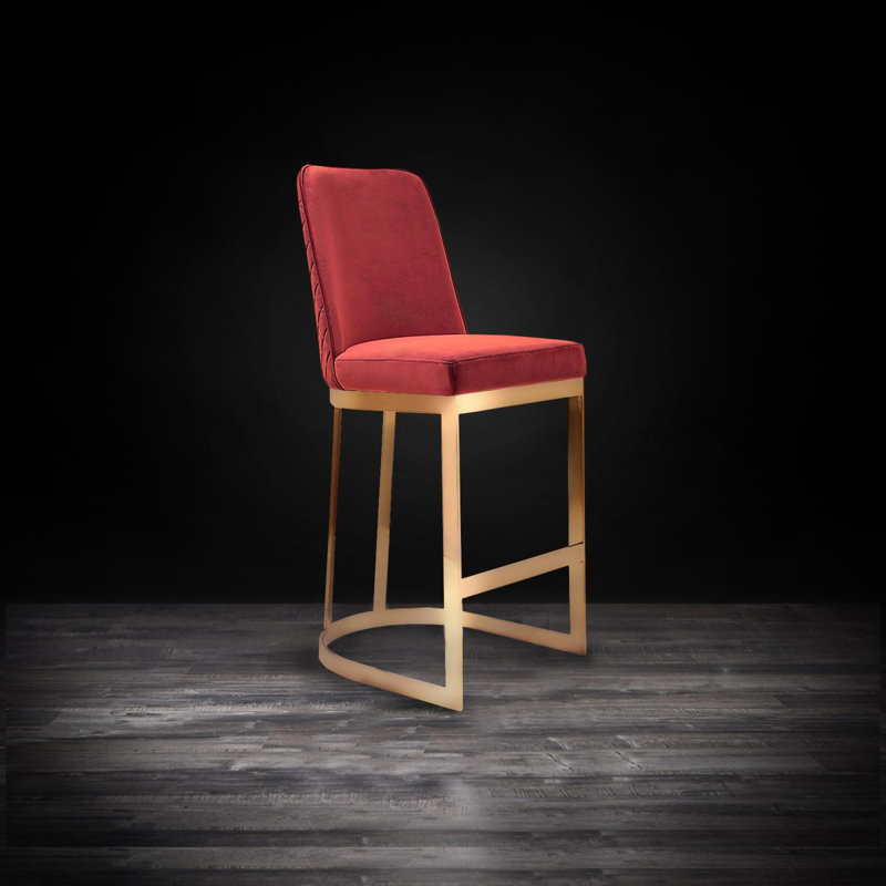 Tabouret de bar, Tabouret de comptoir (siège d'une hauteur de 27 p, Bourgogne / cadre doré