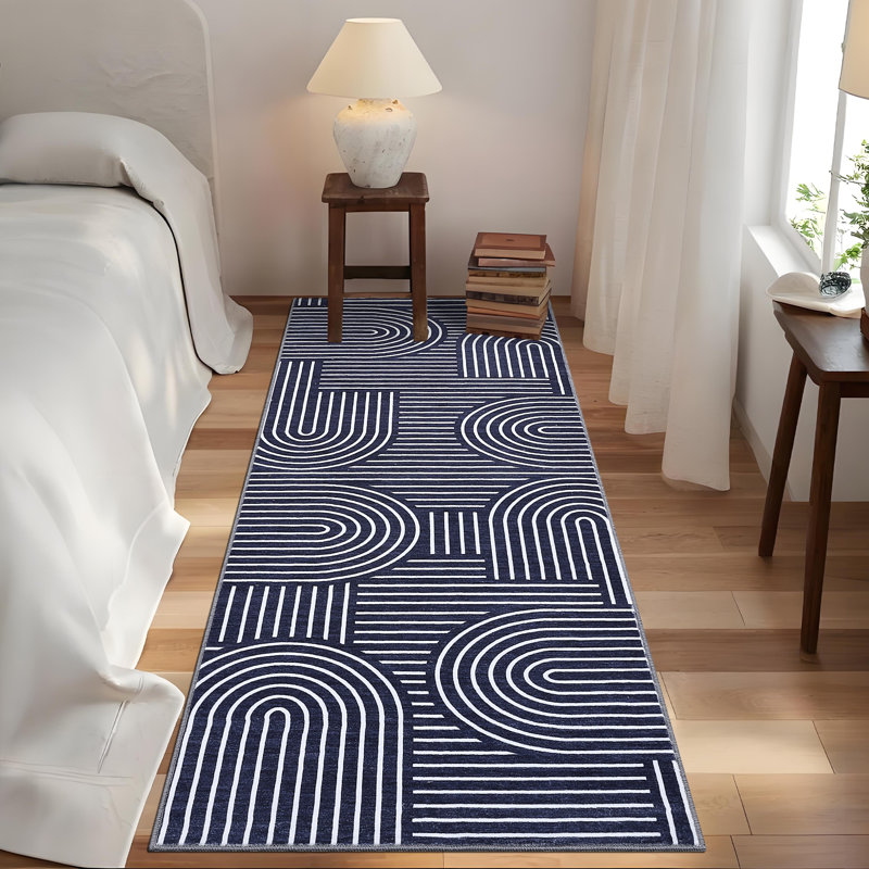 Machine Printed Area Rug, Blue, Rectangle 160 x 230 cm