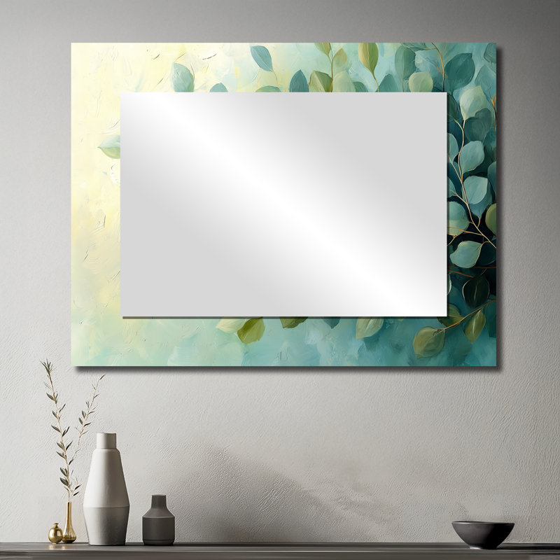 «Eucalyptus Leaves Dance Of The Foliage I» - Art mural miroir floral - imprimé sur métal, 30 po x 40 po