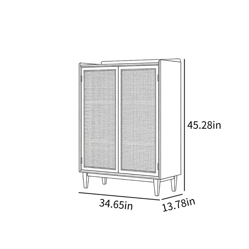 Rattan Weave Multifunctional Shoe Storage Cabinet