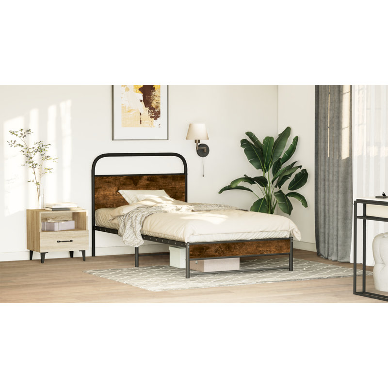 Alterick Bed Frame, 75 x 190 cm, Smoked Oak