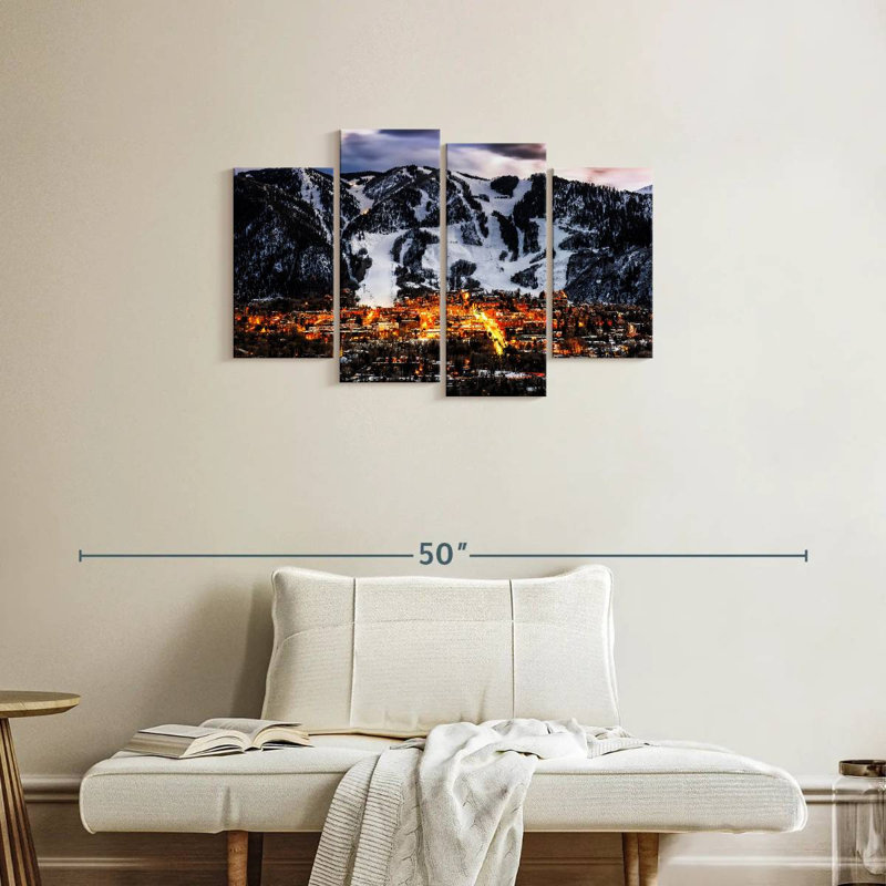 Park City Ski Slopes - Ensemble de 4 toiles tendues, H 22 po x l 36 po x P 1 po