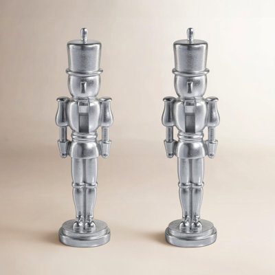 2-Piece Metallic Nutcracker Figurine Set