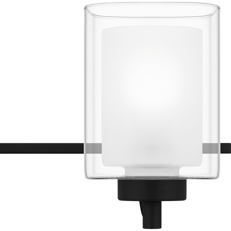 Matte Black 3-Light Vanity with Frosted Glass Shades