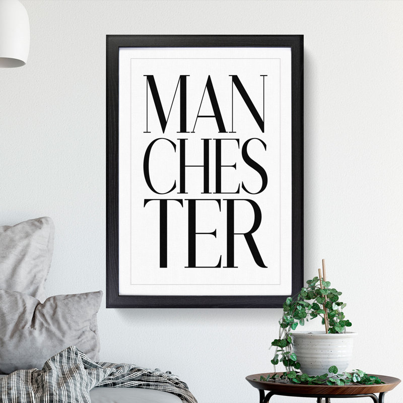 Manchester - Picture Frame Typography, Black Framed, 90cm H x 65cm W x 2cm D