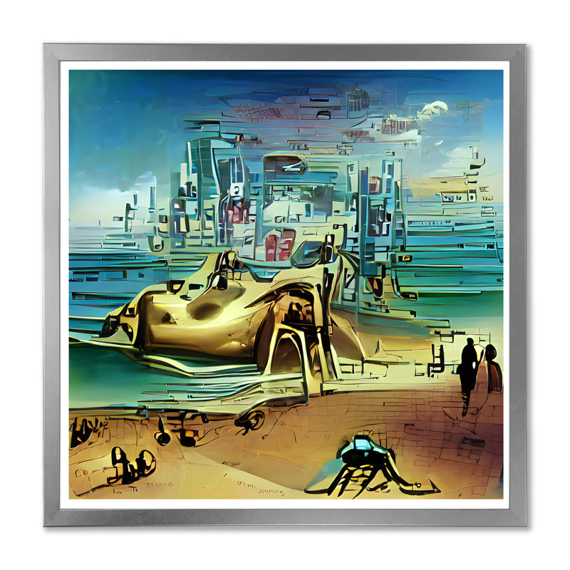 Jeu vidéo Infinite Cyberpunk Beaches II - Toile industrielle, H 36 po x l 36 po x P 1,5 po, Cadre photo argenté