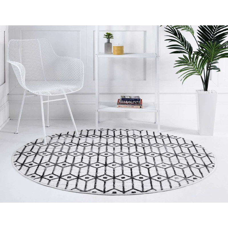 Clidy Abstract Indoor Rug, Round 8'