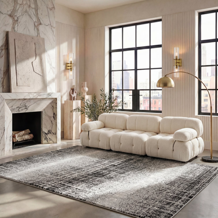 Riebe Abstract Silver/Black Area Rug