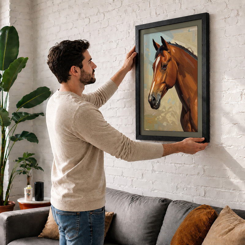 Equine Portrait Modern - Framed Print, A1 - 84.1 x 59.4 cm, Oak