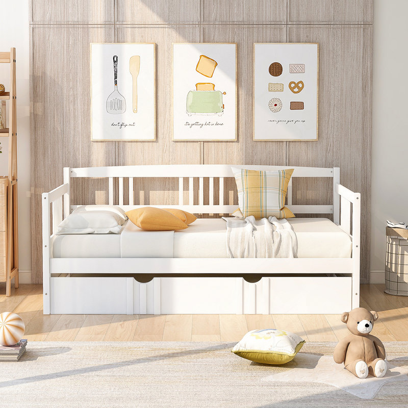 Lit de jour en bois avec lit gigogne simple