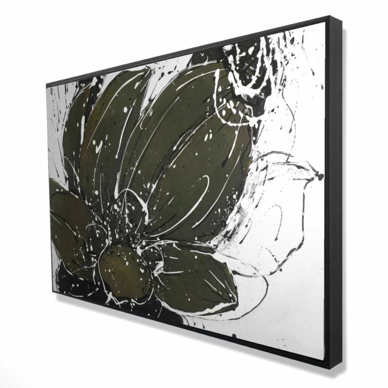 Abstract Flower with Paint Splash - Modern Floral Canvas Art