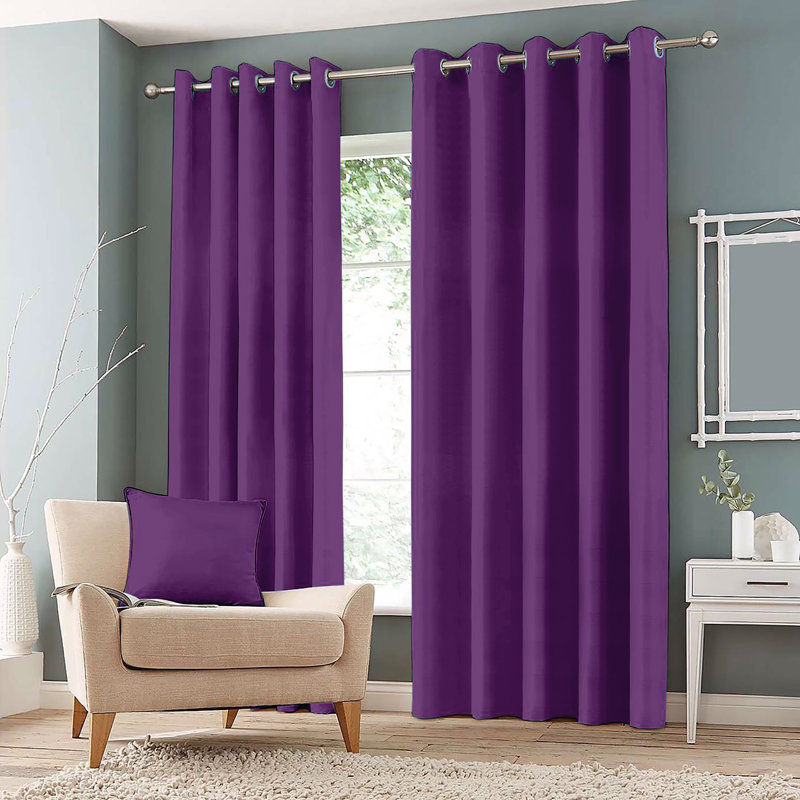 Granados Room Darkening Curtain Pair, Aubergine, Width 167 x Drop 228 cm