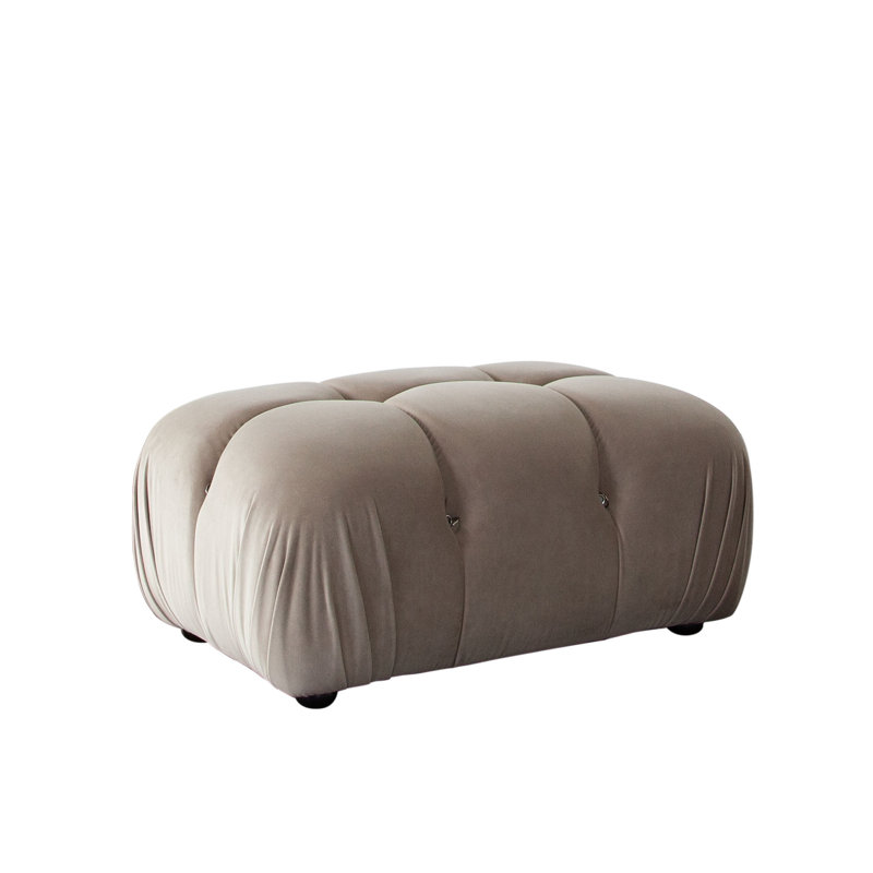 Paloma Rectangle Ottoman In Mink Tan Velvet, Tan 100% Polyester
