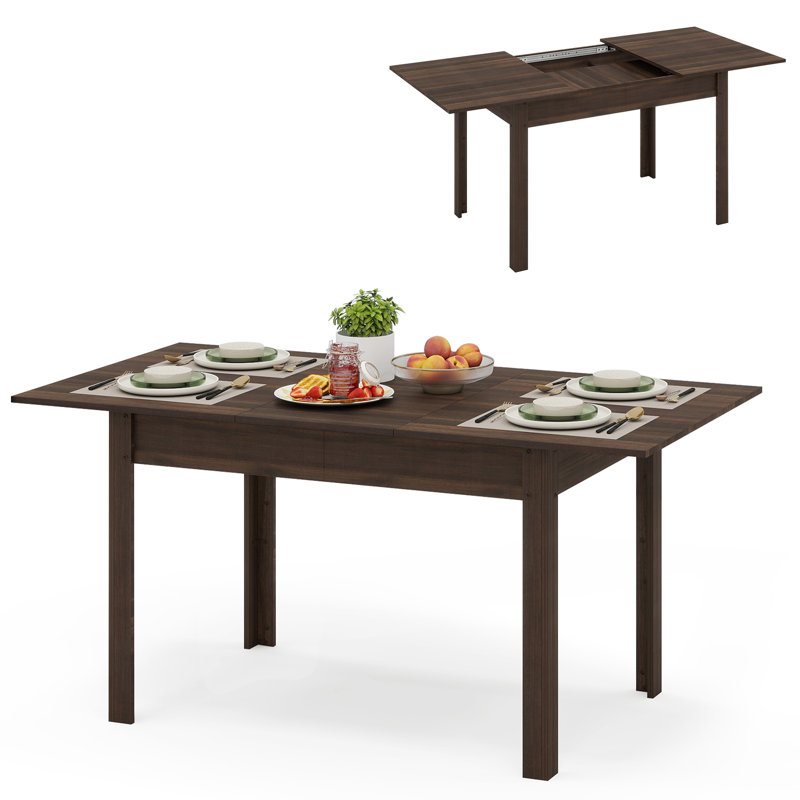 110-150cm Extendable Dining Table, Kitchen Wood Desk With 4-8 Seats, Space Saving, Brown, 120-160CM
