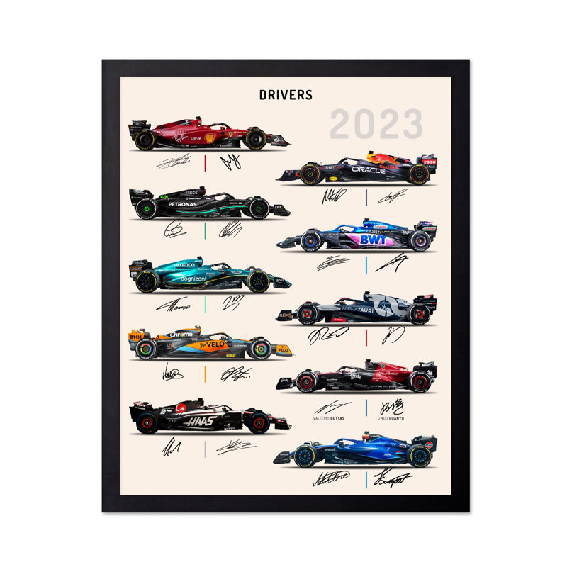 Pilotes de course n ° 1, Black Framed, Poster, 08"H x 10"W