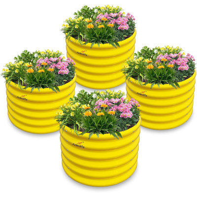 (4-Pack)-24X24X18In Kids Raised Garden Beds Outdoor Round Galvanized Metal Planter Box