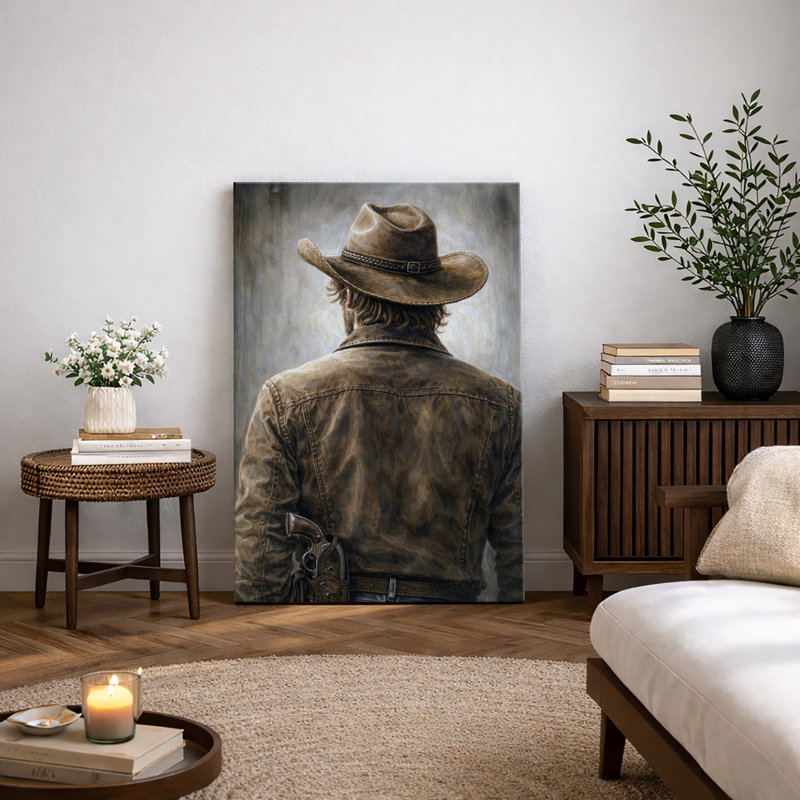 Western Cowboy Gunfighter, vue de dos, photos de salon, impression sur toile encadrée, H 48 po x l 32 po x P 1,5 po