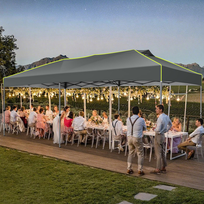 10x20 Pop Up Canopy Tent, Outdoor Party Tent with 6 Sidewall , Gray