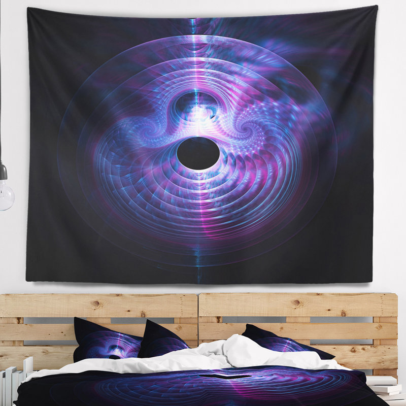 Tapisserie abstraite en polyester, H 78 po x l 92 po, Mauve / Noir