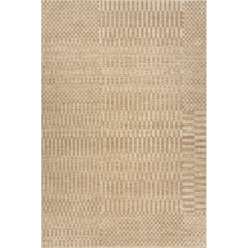  Tapis à carreaux Cassiel, Beige, Rectangle 9 pi x 12 pi