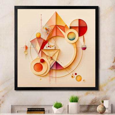 Abstrait géométrique orange et jaune II - peinture sur toile