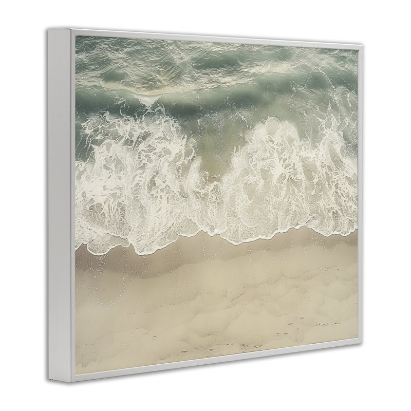 Vagues aériennes chevauchant le rivage, art de la giclée encadrée, design par Lazar Studio, H 11 po x l 14 po