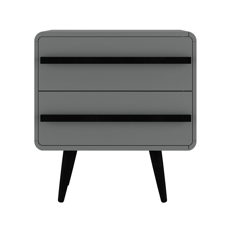 Sapelo 51cm W Manufactured Wood Bedside Table, Black/Grey